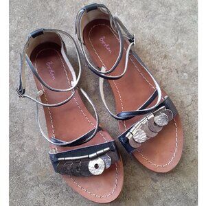 Boden Antonia Sandal Navy Blue Brown Metal Strappy sz 39 (8)
